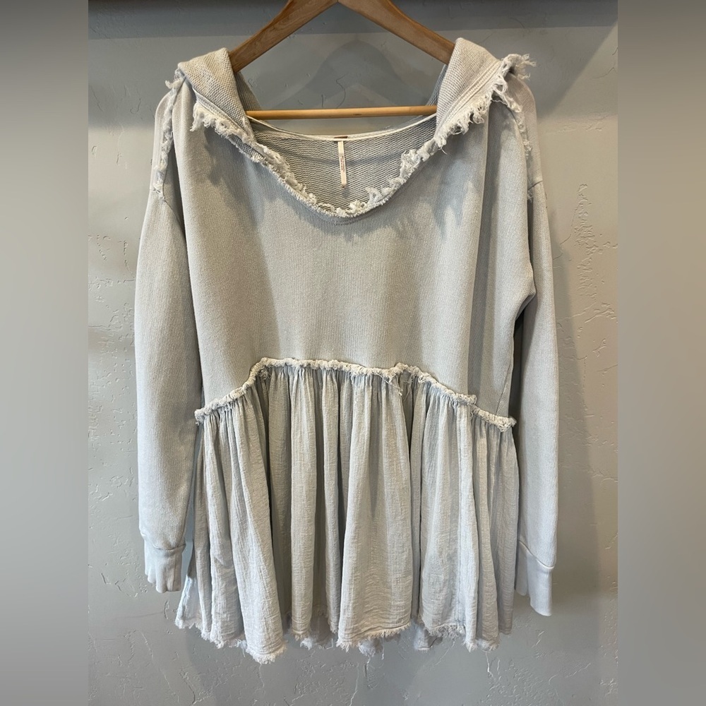 Free people Summer dreams peplum Hoodie gray size XS retail $148